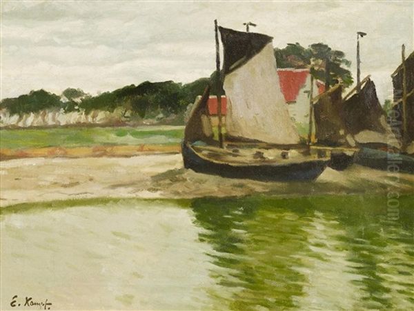 Aufliegende Boote Oil Painting by Eugen Kampf