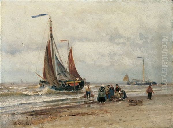 Boote Am Ufer Oil Painting by Eugen Kampf