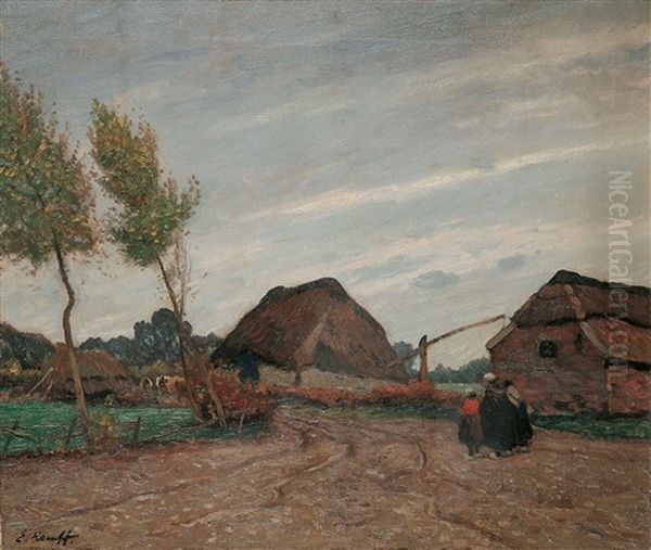 Ein Dorf In Flandern Oil Painting by Eugen Kampf