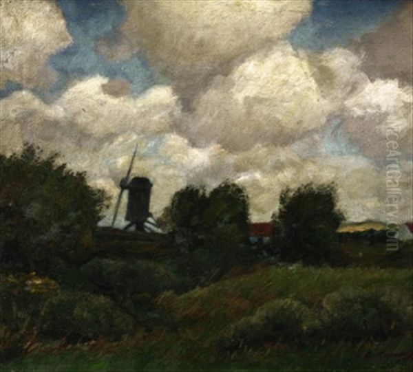 Flandrische Landschaft Mit Windmuhle by Eugen Kampf