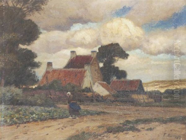 Bauernhof In Norddeutschland Oil Painting by Eugen Kampf