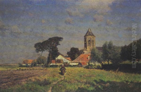 Sommerliche Dorfansicht Oil Painting by Eugen Kampf