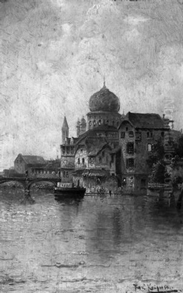 Am Canale Grande Mit Blick Auf Die Kuppel Von Santa Maria Della Salute Oil Painting by Eugen Kampf