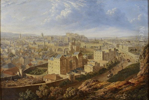 A View Of Edinburgh From Calton Hill Oil Painting by Robert Batty