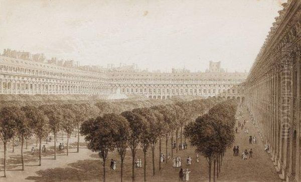 Vue Des Jardins Du Palais Royal Oil Painting by Robert Batty