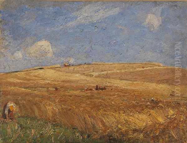 Landschaft Mit Kornfeld Oil Painting by Gustav Kampmann