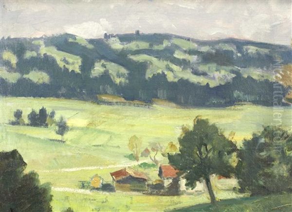 Landschaft Mit Hausern Oil Painting by Gustav Kampmann