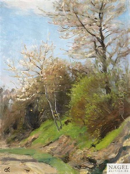 Fruhlingslandschaft In Grotzingen Oil Painting by Gustav Kampmann