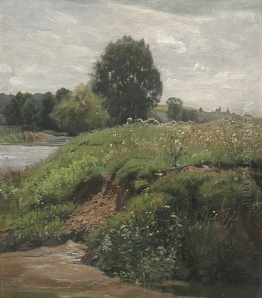 Am Bach, Vorfruhling Oil Painting by Gustav Kampmann