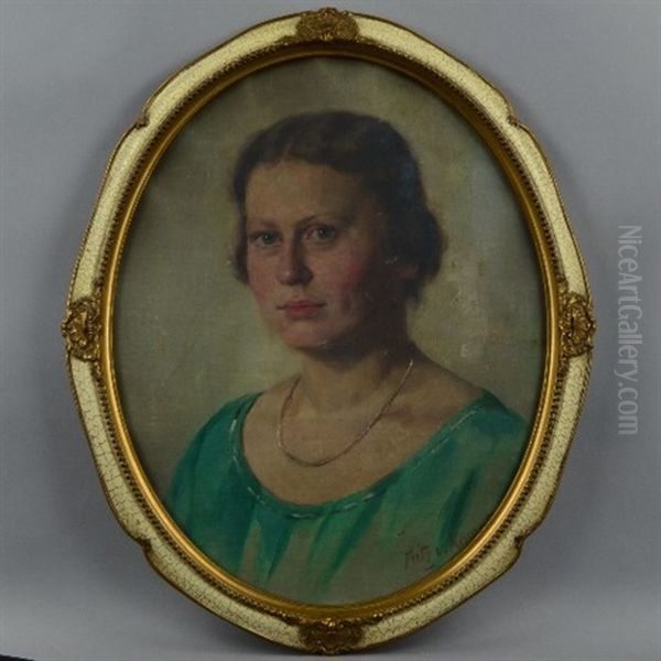 Gertraud Plath, Head And Shoulders Portrait Of A Lady Oil Painting by Fritz Von Kamptz