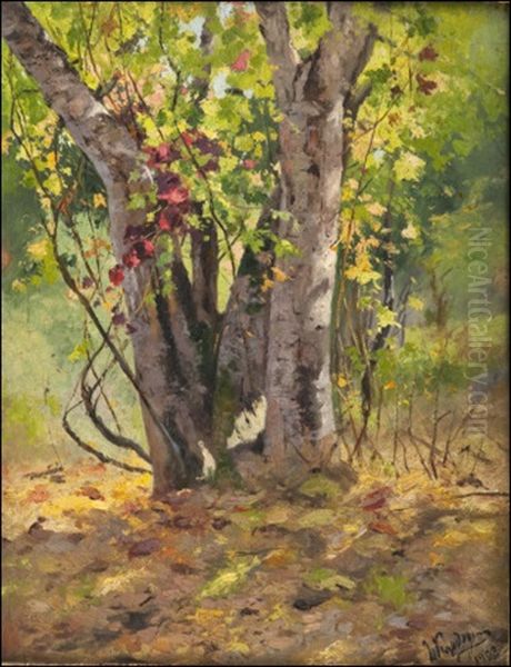 Autumn Forest Oil Painting by Anton Ivanovitch Kandauroff