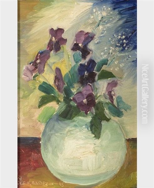 Pansies Oil Painting by Ole Kandelin