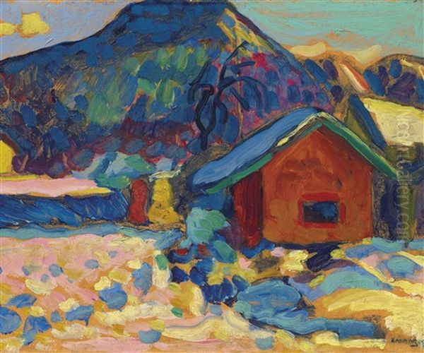 Winterstudie Mit Berg Oil Painting by Wassily Kandinsky