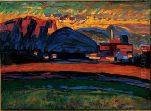 Berglandschaft Mit Dorf I Oil Painting by Wassily Kandinsky