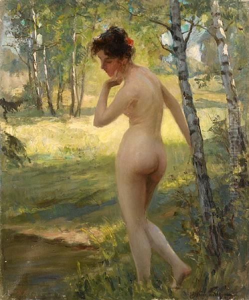 Standing Nude Oil Painting by Viktor Pavlovich Baturin