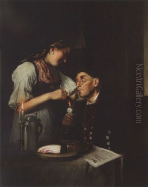 Der Genieser Oil Painting by Ludwig Kandler