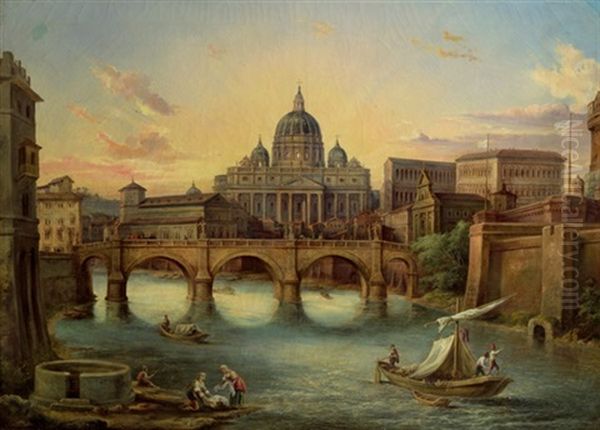 Ansicht Von Rom Mit Dem Petersdom Oil Painting by Wilhelm Kandler