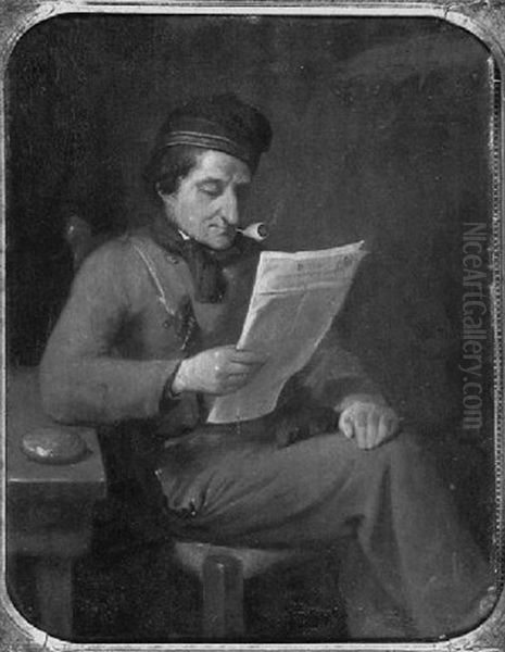 Seated Gentleman Reading Oil Painting by Philippus Anthonius Alexander Kanne