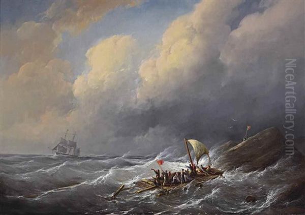 Shipwreck Oil Painting by Christian Cornelis Kannemans