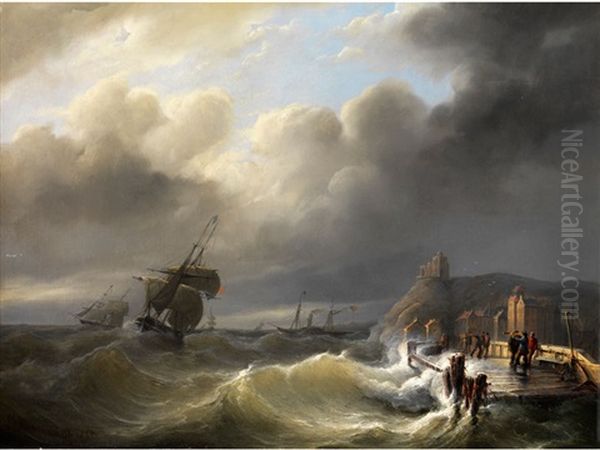 Auf Sturmischer See Oil Painting by Christian Cornelis Kannemans