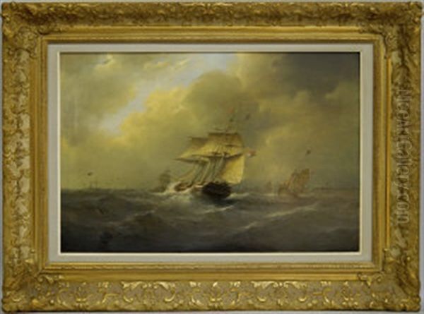 Shipping In A Storm Oil Painting by Christian Cornelis Kannemans