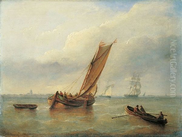 Segelschiffe Auf Dem Meer Oil Painting by Christian Cornelis Kannemans