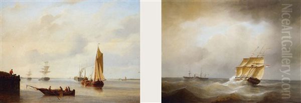 Trois Mats Par Mer Agitee Oil Painting by Christian Cornelis Kannemans