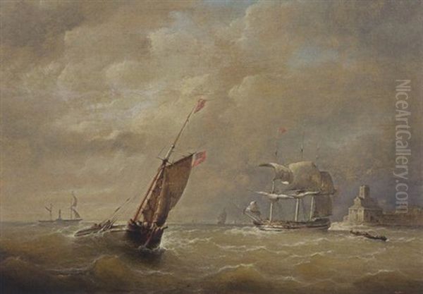 Shipping Off The Coast Oil Painting by Christian Cornelis Kannemans