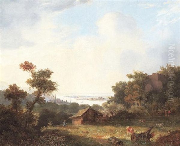 Blick In Eine Weite Sommerliche Flusebene Oil Painting by Christian Cornelis Kannemans