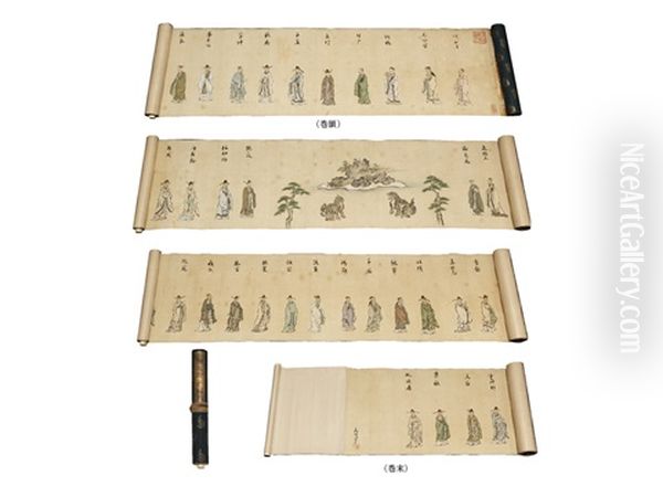 A Scroll Of Genjyou-no-shoji Oil Painting by Hidenobu Kano