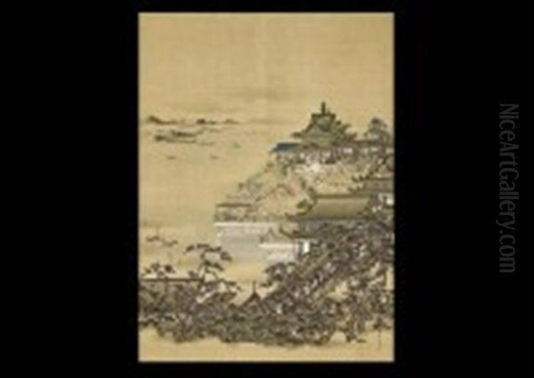 Landscape Of Rokaku Oil Painting by Osanobu Kano