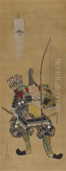 An Archer Oil Painting by Tanshin Morimichi Kano