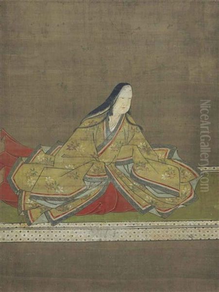 Portrait Of Kasuga No Tsubone (1579-1643) Oil Painting by Tanyu Kano