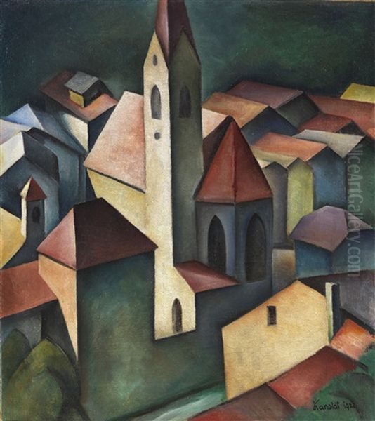 Die Kirche Iii (st. Andreas In Klausen/ Sudtirol) Oil Painting by Alexander Kanoldt