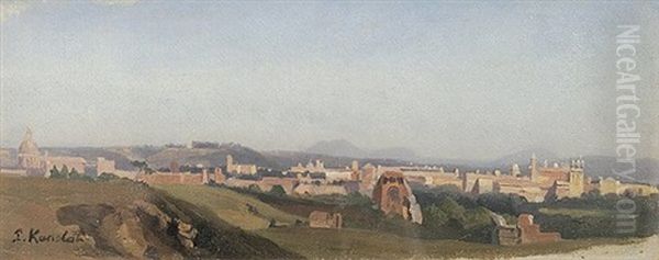 Panorama Einer Italienischen Stadt Oil Painting by Edmund Kanoldt