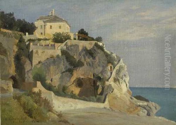 Villa Auf Einem Felsen Uber Der Meereskuste Oil Painting by Edmund Kanoldt