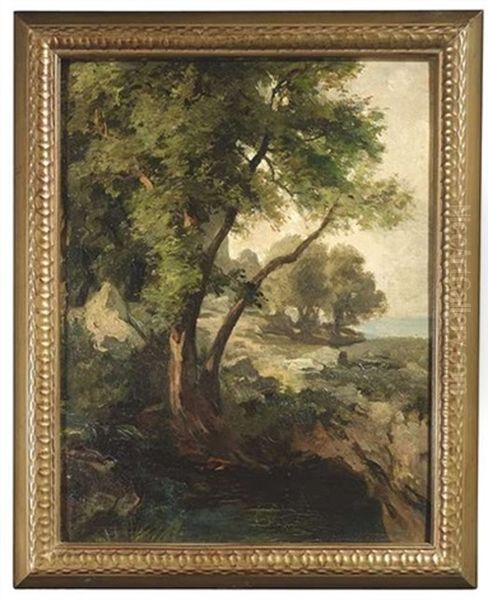 Felslandschaft Mit Baumen An Einer Kuste by Edmund Kanoldt