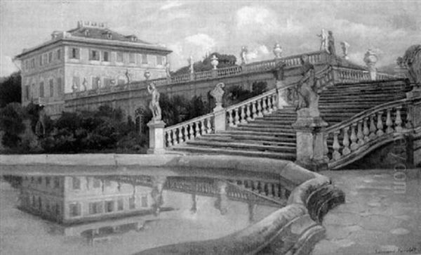 La Peschiera In Der Villa Delle Rovere Des Marchese Gavotti In Albisola Superiore Oil Painting by Edmund Kanoldt