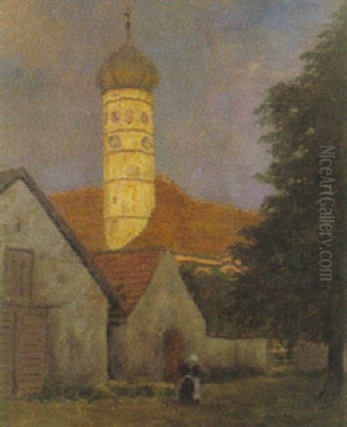 Bayrische Klosterkirche Oil Painting by Adolf Kapfhammer