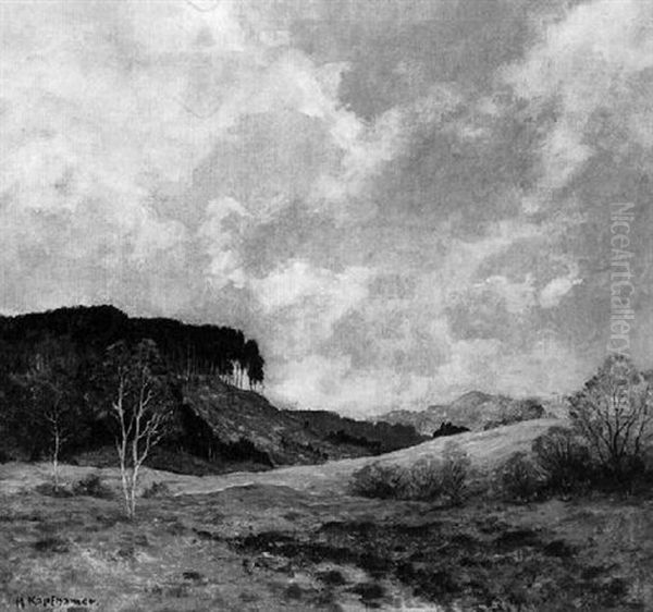 Einsame Hugelige Landschaft Mit Gerodeter Hangpartie Oil Painting by Adolf Kapfhammer