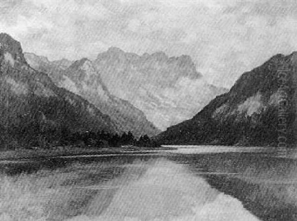 Salachsee Mit Reiteralm Oil Painting by Adolf Kapfhammer