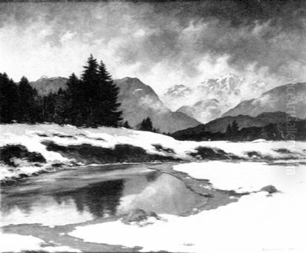 Winter Im Allgau Oil Painting by Adolf Kapfhammer