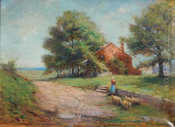 Woman On Country Lane Oil Painting by Karl Kappes