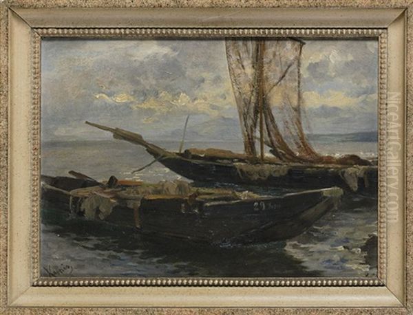 Fischerboote Am Bodensee Oil Painting by Albert Kappis