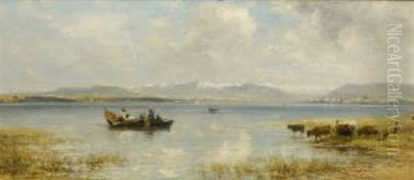 Fischerboote Auf Dem Chiemsee Oil Painting by Albert Kappis