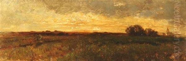 Weite Landschaft Im Abendlicht Oil Painting by Albert Kappis