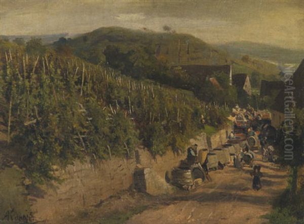 Weinlese (im Neckartal?) Oil Painting by Albert Kappis