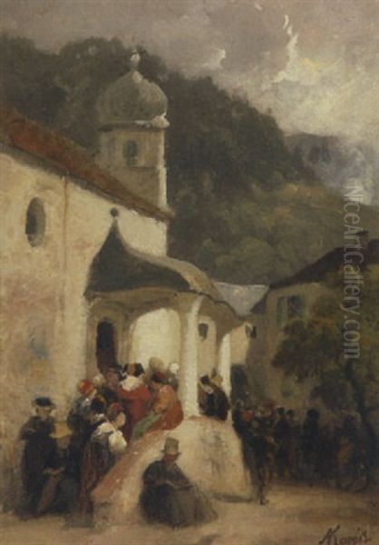 Kirchgang Oil Painting by Albert Kappis