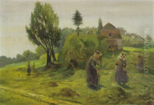 Magde Bei Der Heuernte Oil Painting by Albert Kappis