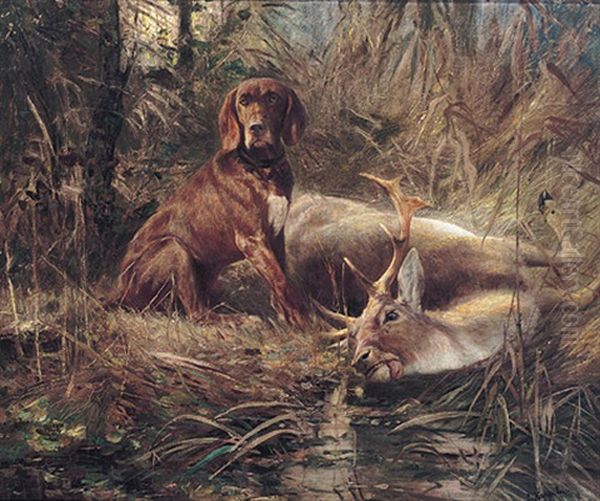 Wildpark Oil Painting by Carl Friedrich Kappstein